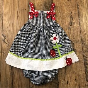 Rare Editions Gingham Ladybug Sun Dress